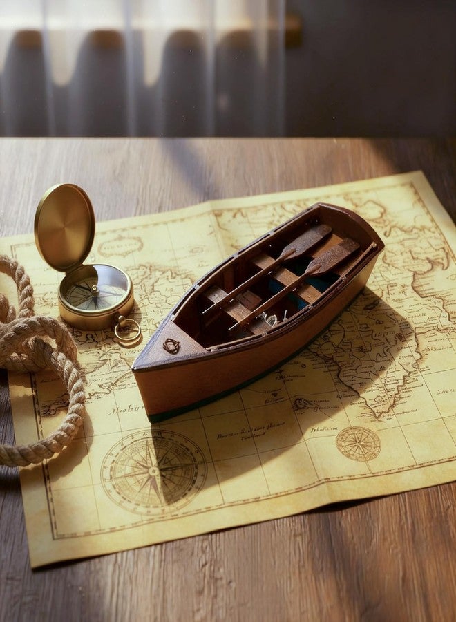 NAUTIMALL نموذج قارب تجديف خشبي مصنوع يدويًا من نوتيمال مع مجاديف، قارب مصغر عتيق للديكور المنزلي، هدية بحرية، وقطعة تذكارية، قارب شراعي بحري مصغر للديكور - Image 4